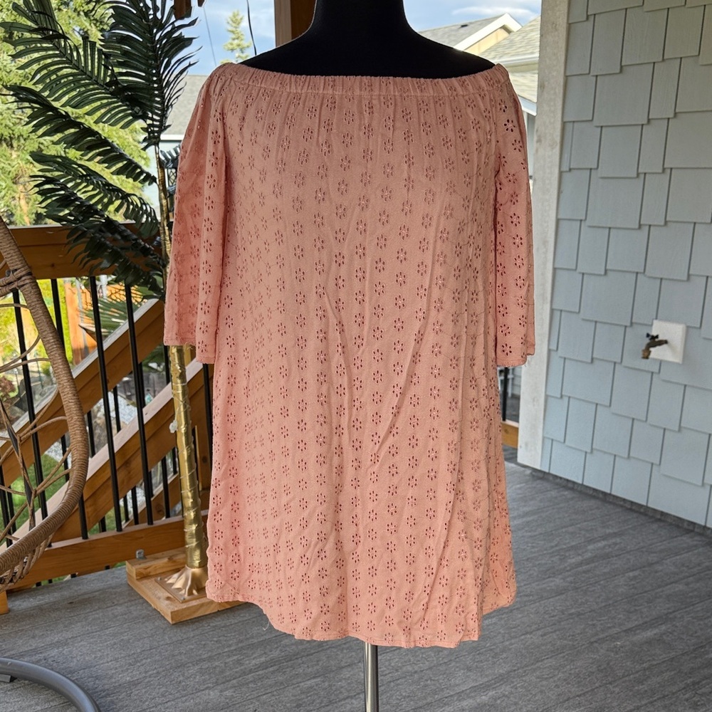 KOY Resort | Off the Shoulder Mini Eyelet Dress